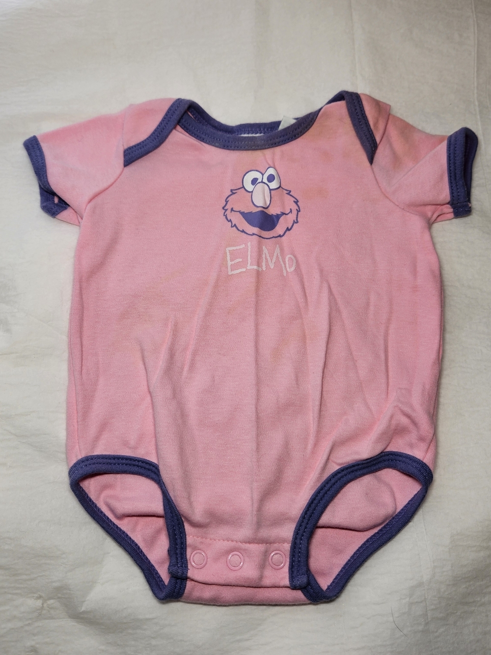 Sesame Street Pink and Purple Elmo Short-Sleeve One-Piece